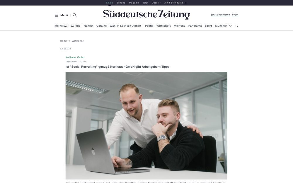 Presseartikel bei Süddeutsche Zeitung über die KORTHAUER GmbH